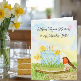 Cartão Expecting Wife Happy March Birthday Daffodils