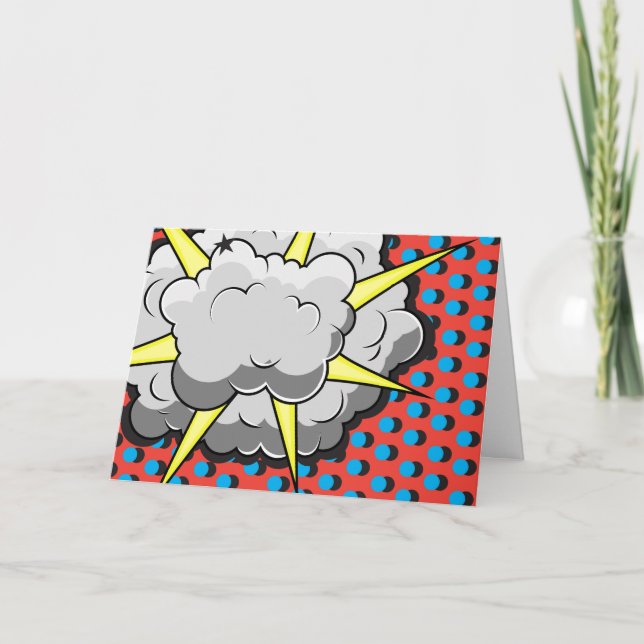 Cartão Explosão cómica do estilo do pop art (Frente)
