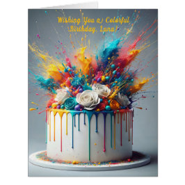 Cartão Explosão de alegria - Bolo de aniversário feliz