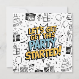 Cartão Explosão de Arte Doodle para Aniversário