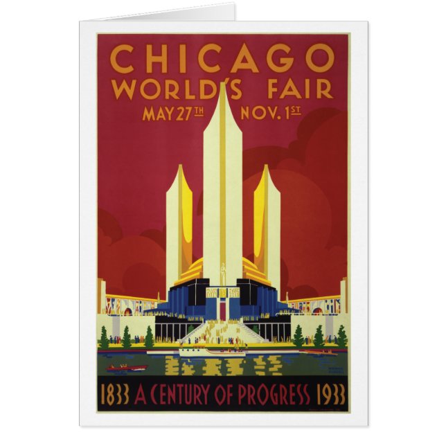 Cartão Expo 1933 da feira de mundo de Chicago (Frente)