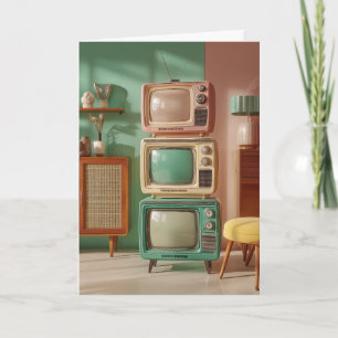 Cartão Exposição de Televisores Retro Empilhados