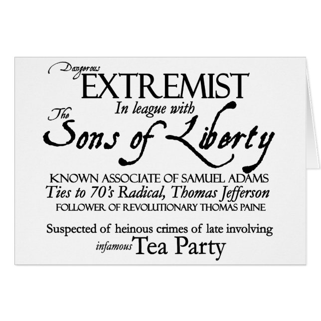 Cartão Extremista perigoso: Poster do século XVIII do (Frente Horizontal)