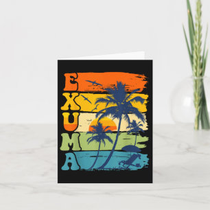 Cartão Exuma Bahamas Retro Palm Tree Beach Vacatio Summer