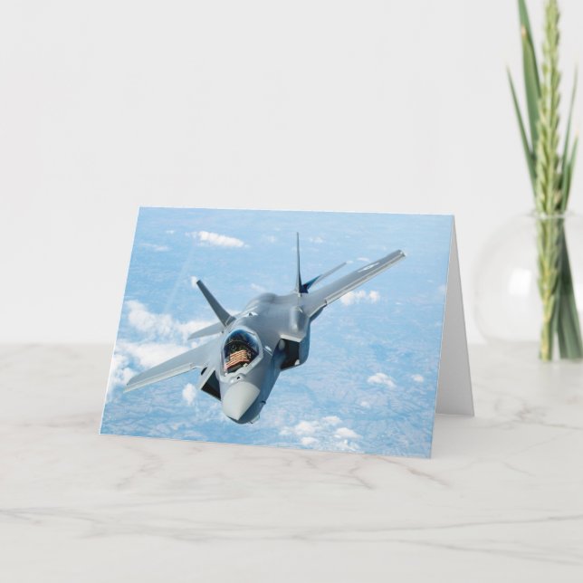 Cartão F-35 Combate com Bandeira Americana (Frente)