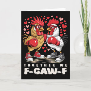 Cartão F-caw-f Boxe Galos Corações Edgy Dia dos Namorados
