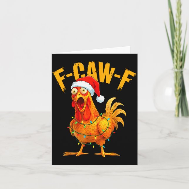 Cartão F-caw-f Chicken Fcawf Chicken Christmas Light Sant (Frente)