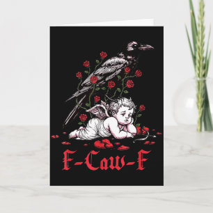 Cartão F-caw-f Floral Engraçado Pássaro Preto Cupido Anti