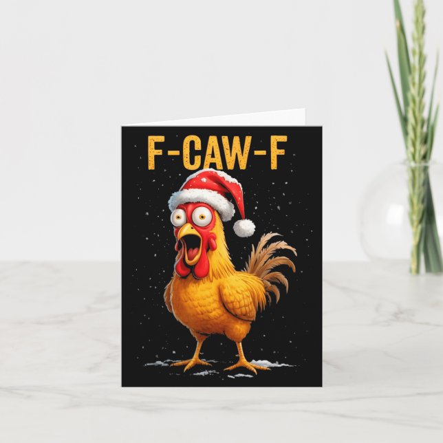 Cartão F-caw-f Funny Chicken Humor Meme Christmas Men Wom (Frente)