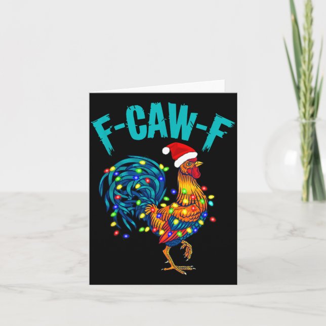Cartão F-caw-f Funny Chicken Humor Rooster Meme Christmas (Frente)