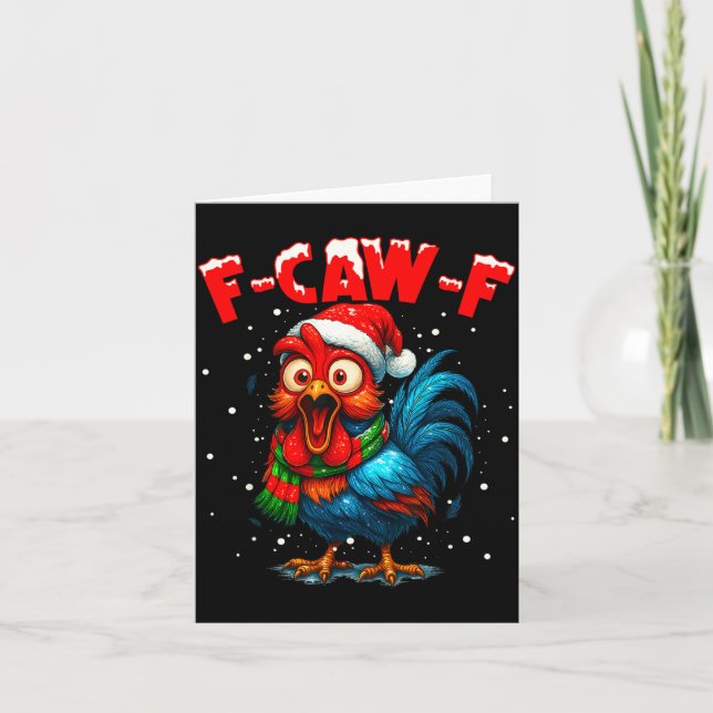 Cartão F-caw-f Funny Chicken Humor Rooster Meme Christmas (Frente)