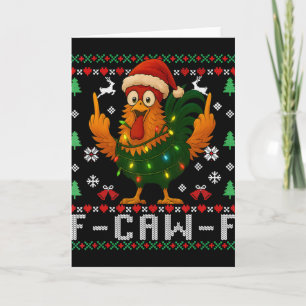 Cartão F-caw-f Humor de Galinha Engraçado Galo Natal Feio