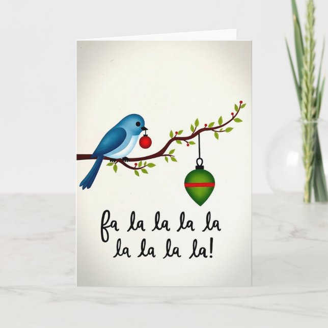 Cartão Fa La La Holiday Bird Card (Frente)
