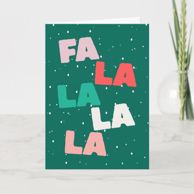 Cartão Fa la la la la Cute Christmas Greeting Card (Frente)