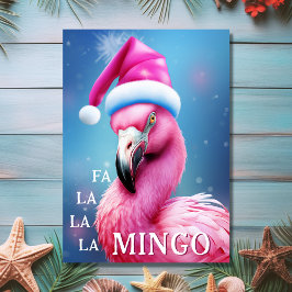 Cartão Fa La La La Mingo Pink Flamingo Beach Natal