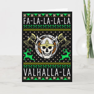 Cartão Fa-la-la-la Valhalla-la Deus Viking Feio Natal 