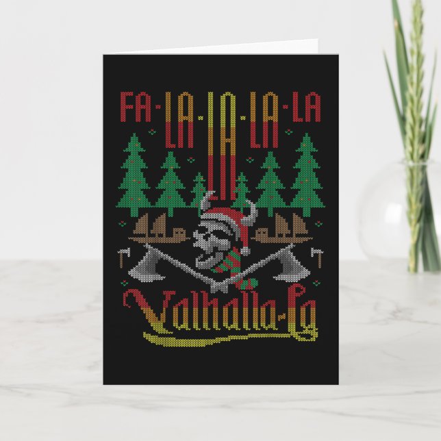 Cartão Fa-La-La-La Valhalla-La Norueguês Viking Feio (Frente)