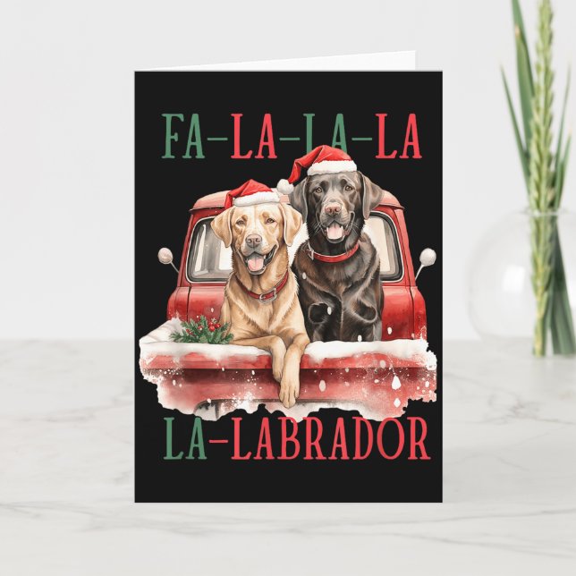 Cartão Fa La La Labrador Funny Christmas  (Frente)