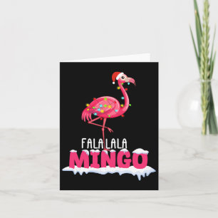 Cartão Fa La La Mingo Flamingo Christmas — Chapéu Vermelh