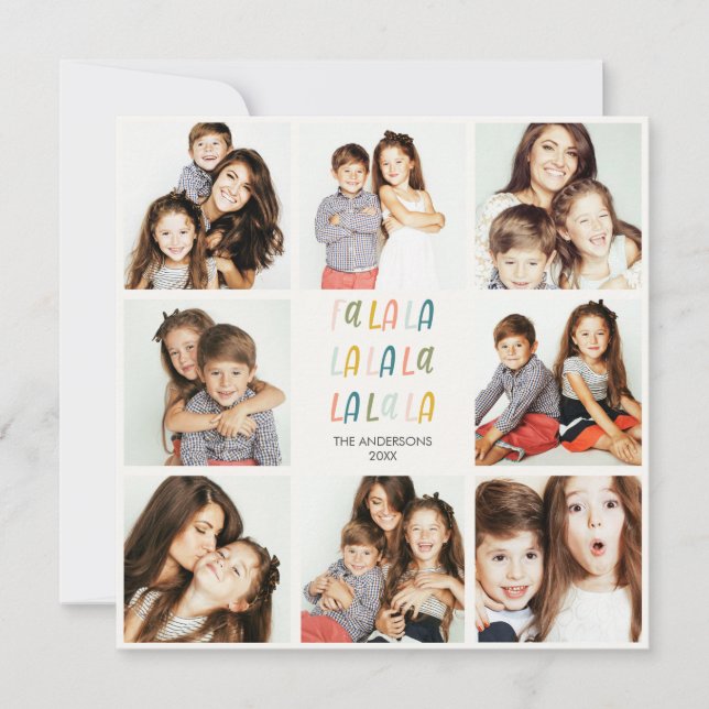 Cartão Fa La La | Pastas | Colagem de fotos de feriado (Frente)