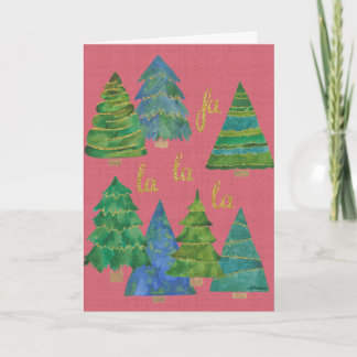 Cartão Fa La La Watercolor Christmas Card Golden Accents