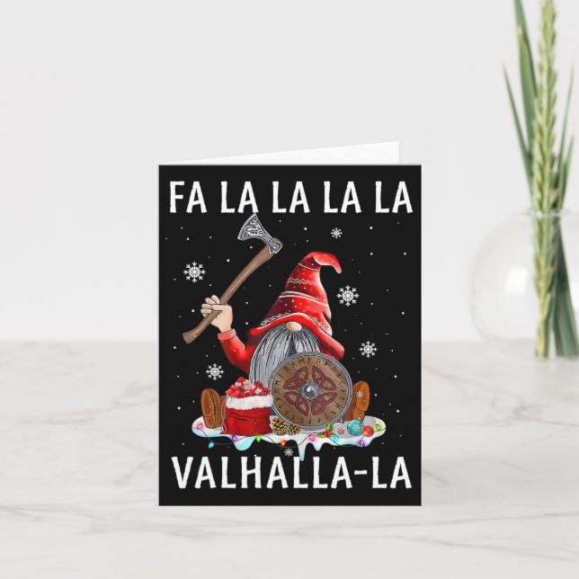 Cartão Fa La Valhalla Xmas Gnome Beard Viking Arma C (Frente)