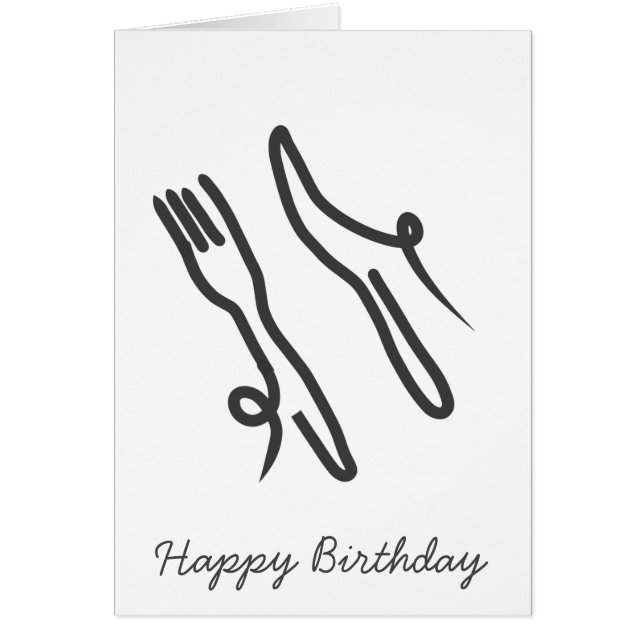 Cartão faca de comida e cinzas modernas de garfo e branco (Frente)