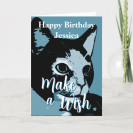 Cartão Faça Um Aniversário De Gato Artístico Fofo