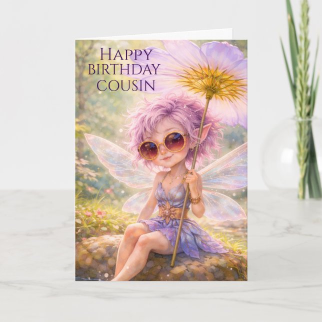 Cartão Fada Caprichosa Dandelion–Parabéns Primo Feliz  (Frente)