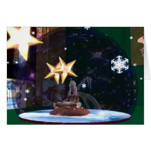 Cartão Fada da neve em um globo da neve (Frente Horizontal)