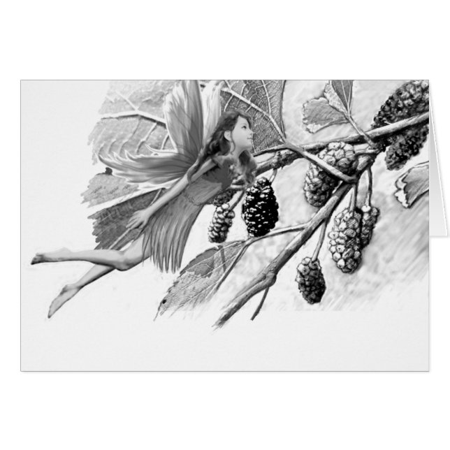 Cartão Fada de árvore de amora vermelha (Frente Horizontal)