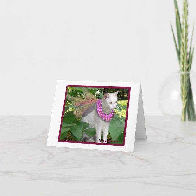 Cartão Fada de Gato com Notecard de Necklace Pansy (Frente)
