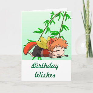 Cartão Fada de Manga, desejos do aniversário