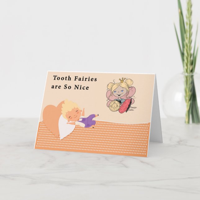 Cartão Fada Dente Deixando Dinheiro para o Menino (Frente)