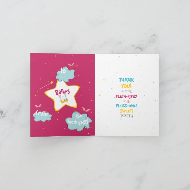 Cartão Fada dos Dentes Divertida Engraçada Fofa Agradecim (Interior)