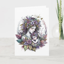 Cartão Fada-mãe e filho-Dia de as mães personalizado