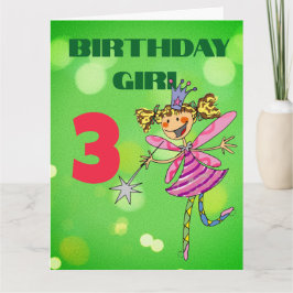 Cartão Fada Personalizada para Menina de 3 Anos