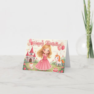 Cartão Fada Princesa Aniversário em Sonho Rosa