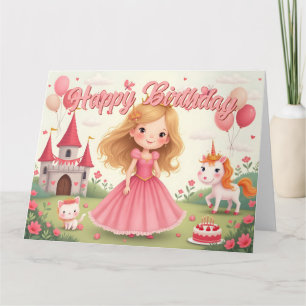 Cartão Fada Princesa Aniversário em Sonho Rosa