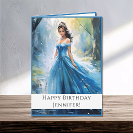 Cartão Fada - Princesa Condígena Azul Feliz Aniversário