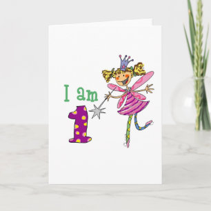 Cartão Fada princesa rosa (1 ano)