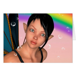 Cartão Fada sob arco-íris