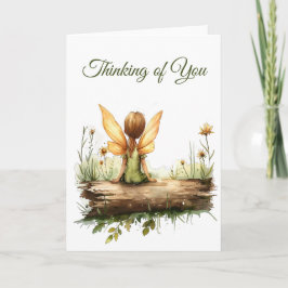 Cartão Fada solitário sentada em um diário