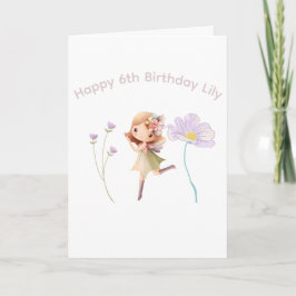 Cartão Fada Whimsso com flores Aniversário
