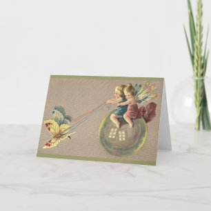 Cartão Fadas a Andar uma Bolha