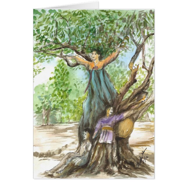 Cartão Fadas da árvore em uma árvore velha (Frente)