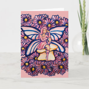 Cartão Fadas de Artes de Cogumelos Fadas, Rosa, Bonitas