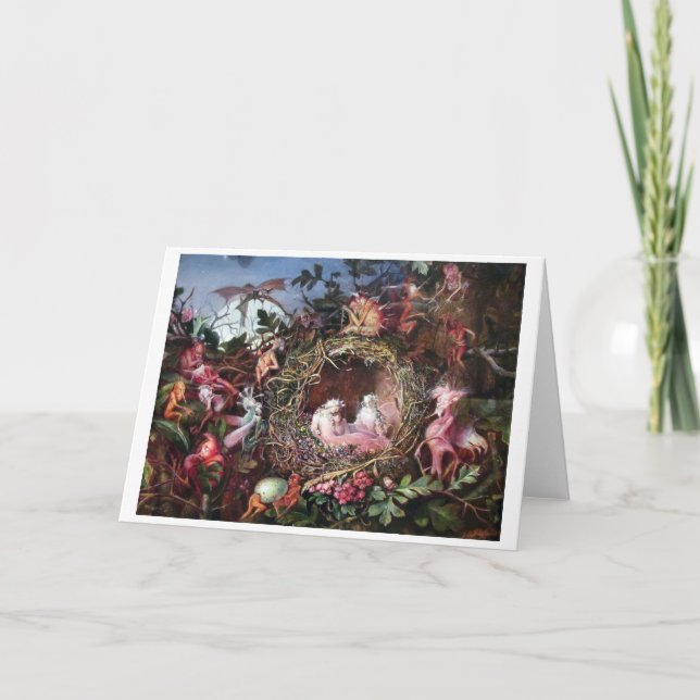 Cartão Fadas em um Ninho de Pássaros, John Anster Fitzger (Frente)