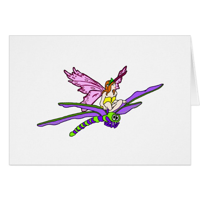 Cartão Faerie dirigindo uma Dragonfly (Frente Horizontal)