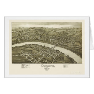 Cartão Fairmont, mapa panorâmico de WV - 1897